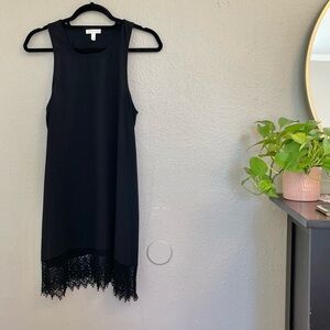 Leith Black Racerback Tank Dress w/Crochet Hem